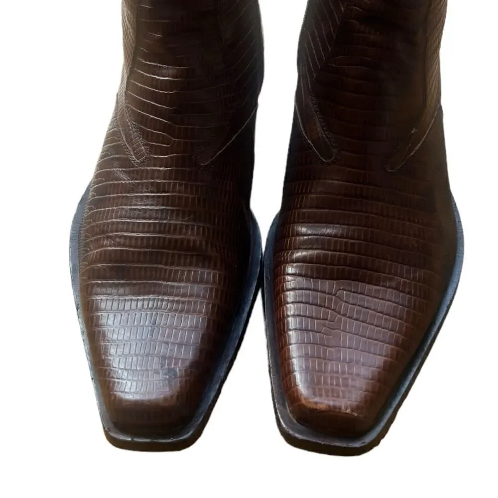 ALDO Men’s Brown Leather Short Ankle Western Cowboy Rodeo Boots Sz 42